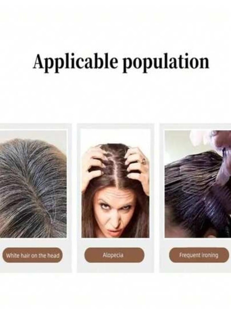KHAJUL 3D Clip-in Bangs, Heat Resistant Synthetic Hair Fringe with Middle Part, French Style Wispy Hairpiece for Women, Dark Brown - Image 2